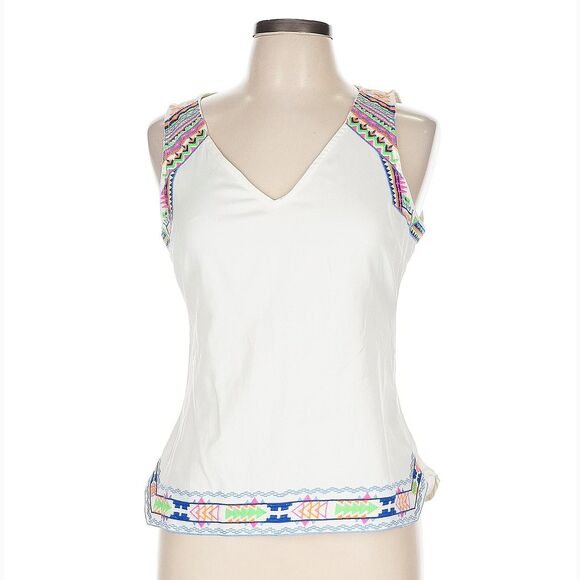 Lulumari Tops - Lulumari Anthropologie Top Women L White Embroidered Sleeveless Open Back NWOT
